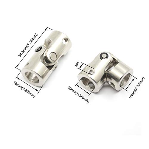 2 Pcs 10mm to 10mm Universal Joint Shaft Coupling for Motor - size: 10-10mm