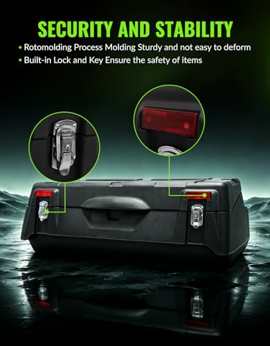 Green-L 96L Universal ATV Rear Rack Cargo Storage Box Trunk Luggage with Passenger Backrest Pad - size: #2-96L