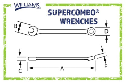 Williams WS-1174TA 10-Piece Super Combo Wrench Set - size: 10-Piece set (1 5/16" to 2")