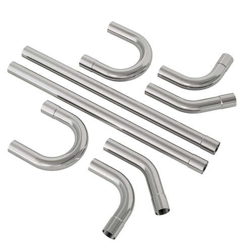 Exhaust Pipe Kit 2.5 Inches Mild Steel DIY Custom Exhaust Kit Tubing Mandrel Bend Pipe Straight & U-Bend 16 Gauge Universal 8PCS - size: 2.5 inch-8 pcs
