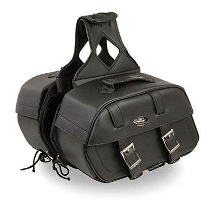 Milwaukee Leather PVC 2-Strap Throw-Over Easy Zip off and off Motorcycle Saddlebags - LG - color: SH611ZB-BLACK, size: Large