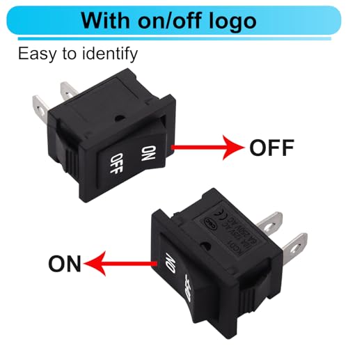 TWTADE 5PCS Latching Rocker Switch ON/Off 2 Pin 2 Position SPST Car Auto Boat Square Rocker Toggle Switch with Pre-Wired AC 10A/125V 6A/250V - size: ON/Off Pre-wired - 5PCS, style: Square