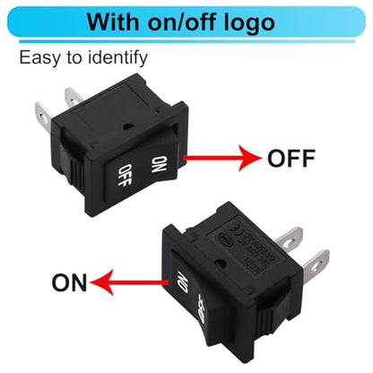 TWTADE 5PCS Latching Rocker Switch ON/Off 2 Pin 2 Position SPST Car Auto Boat Square Rocker Toggle Switch with Pre-Wired AC 10A/125V 6A/250V - size: ON/Off Pre-wired - 5PCS, style: Square