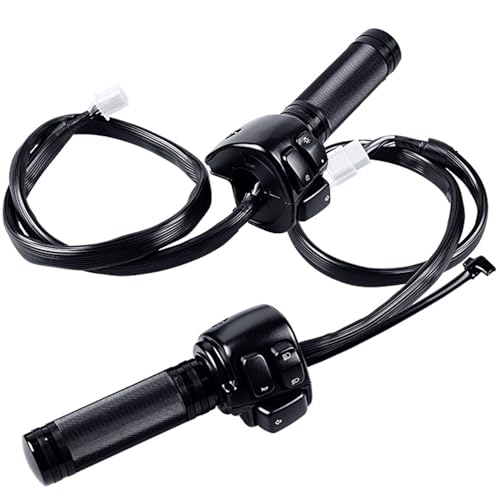 Motorcycle Hi/Lo Beam Headlight Horn Turn Signal On/Off Switch Controls with Hand Grips Completed Black kit for 1" Handlebar Harley Softail Dyna Sportster Touring