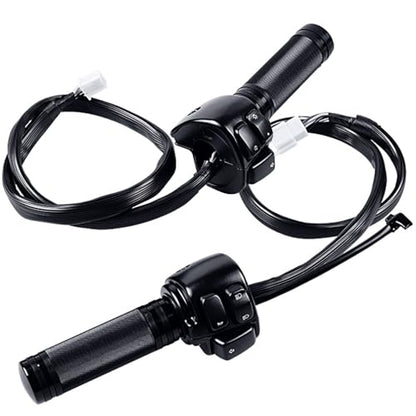 Motorcycle Hi/Lo Beam Headlight Horn Turn Signal On/Off Switch Controls with Hand Grips Completed Black kit for 1" Handlebar Harley Softail Dyna Sportster Touring