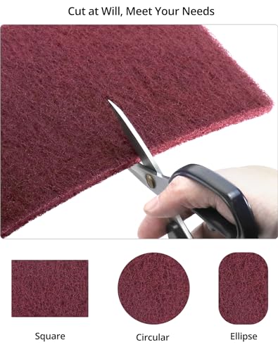 QWORK Scuff Pad Cleaning Pads - 20 Pack, 6" x 9", 7447 Polishing Pads, Aluminum Oxide Hand Pads, Fine Grade, for Automotive Surface Cleaning, Paint Primer, Maroon