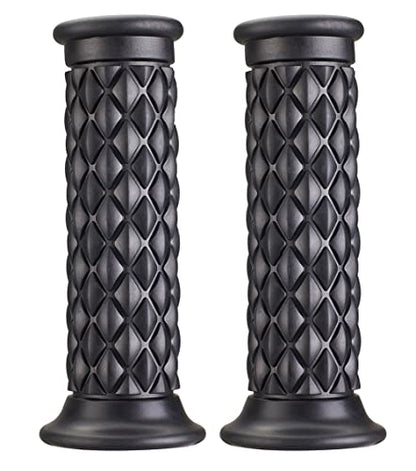 Motorcycle Hand Grips with Bar End Cap, Non Slip Rubber Handlebar Thruster Grip Universal for 7/8" 22mm 1" 24mm Handle Bar (Black)