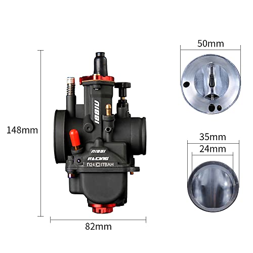 NIBBI Carburetor PWK24 fit Motorcycle Engine with 24mm Carb Jets for DirtBike MiniBike Pit Bike GY6 ATV - size: PWK24MM