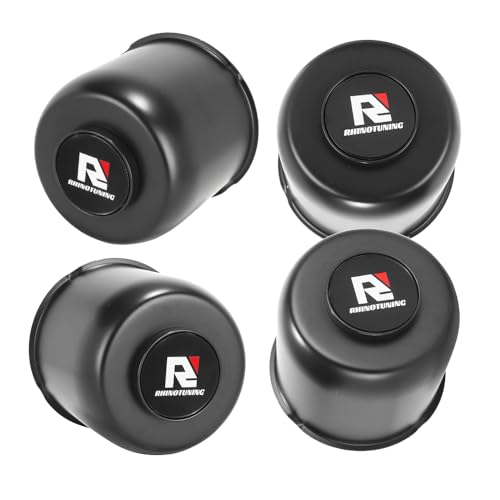 RTrhinotuning 4.88" Floating Wheel Center Caps Stainless Steel Self-Leveling Emblem Trailer Hub Caps Push Through Truck Rim Center Caps Black 4.47" Height 4 PCS - color: Black, size: 4.88" Center Hole, 4.47" Height