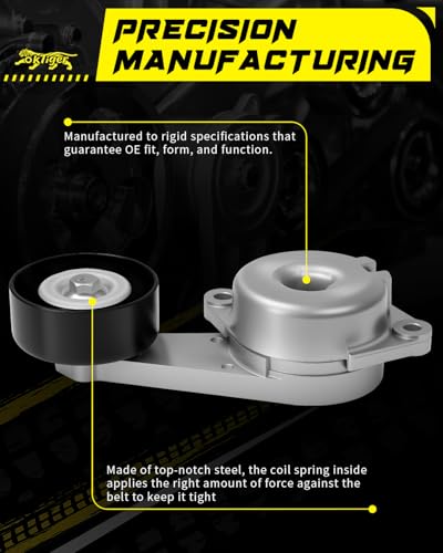 Oktiger High Performanced Belt Tensioner Assembly with Pulley Fit for Ford F150 2002-2010 5.4L, E150 2003-2012, for Expedition 2002-2011, Explorer 02-10, for Mustang 2005-2010, 4.6L 6.8L, OE # 38274 - size: 38274