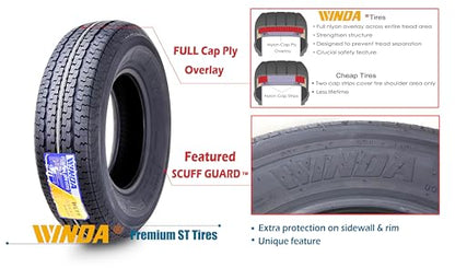 WINDA Trailer Tire & Wheel ST205/75R14 8-Ply D 105L w/5X4.5 Silver Mod Rim - size: ST205/75R14 /5x4.5