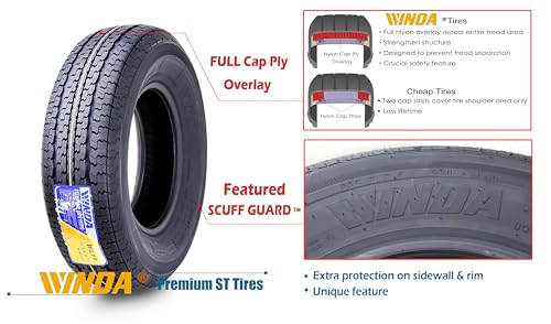WINDA Trailer Tire Wheel ST205/75R15 8-Ply 107L 5X5" PCD Silver Mod Rim,Pk2 - size: ST205/75R15 /5x5