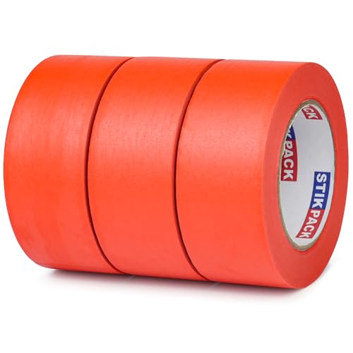 3 Rolls Red Painters Tape 2 Inch x 55 Yards (165 Total Yards), Automotive Masking Tape, Paint Tape for Painting, Painter's, DIY Crafts Arts Decoration Labeling and School Projects - color: red