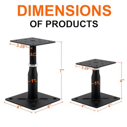 2 Pack Adjustable Support Jack for The Floor, Deck Foundation,RV Step Stabilizer,Mini Screw Jack- Post 4" to 7" - size: 4"-7"