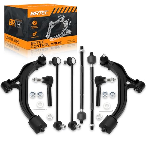 BRTEC Front Lower Control Arms kit Compatible with Chrysler Town & Country 2001-2007, Voyager 2001-2003, Dodge Caravan & Grand Caravan 2001-2007 Sway Bar End Link Tie Rod Ends Front End Suspension kit