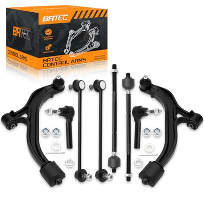 BRTEC Front Lower Control Arms kit Compatible with Chrysler Town & Country 2001-2007, Voyager 2001-2003, Dodge Caravan & Grand Caravan 2001-2007 Sway Bar End Link Tie Rod Ends Front End Suspension kit