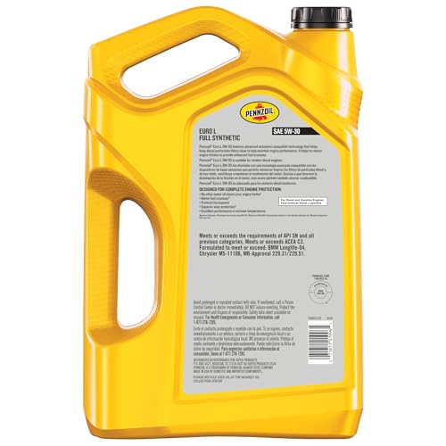 Pennzoil Platinum Euro L Full Synthetic 5W-30 Motor Oil, 5 Quart - size: 5 Quart, style: 1-Pack