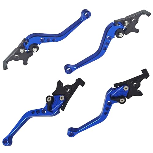 1 Pair Blue Motorcycle Brake Clutch Levers, CNC Aluminum Alloy Handle Set for Scooter Motorbike, Adjustable Replacement Parts - color: Blue