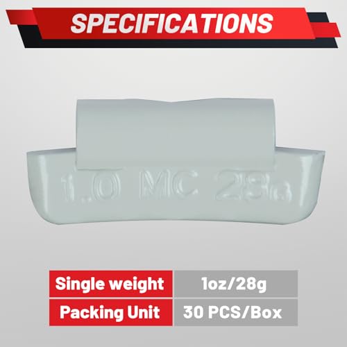 Upgraded 1 oz Clip On Wheel Weights for Steel Rims Corrosion-Resistant Coated Painted Tire Balancing Weight MC Style Gray 30pcs - style: MC Style
