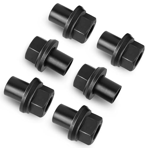 6PCS Two Piece Wheel Nuts, 28mm Sleeve Flanged, M22x1.5, 33mm Hex