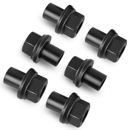 6PCS Two Piece Wheel Nuts, 28mm Sleeve Flanged, M22x1.5, 33mm Hex