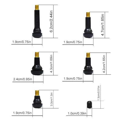5 pcs Each 5 Kinds Tire Valve Stems TR412 TR413 TR414 TR415 TR418 Snap-in Rubber Tubeless for 0.453"(11.5mm) Rim Holes Standard Replacement for Cars Trucks Automotives Total 25 pcs