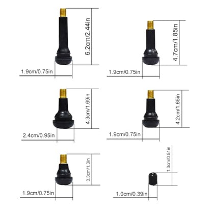 5 pcs Each 5 Kinds Tire Valve Stems TR412 TR413 TR414 TR415 TR418 Snap-in Rubber Tubeless for 0.453"(11.5mm) Rim Holes Standard Replacement for Cars Trucks Automotives Total 25 pcs
