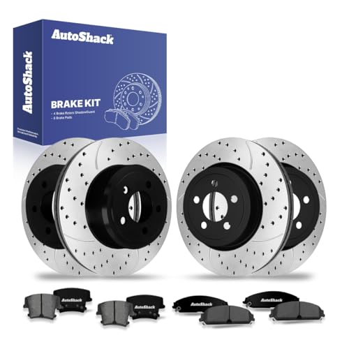 AutoShack Front Vented & Rear Vented E-Coated Rotors & Premium Pads - style: ShadowGuard & Premium Pad