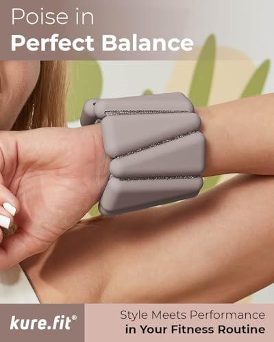 Pilates Wrist & Ankle Weights | Adjustable Weighted Bangles | 1/2/3LB Each - color: Taupe, size: 2 LB