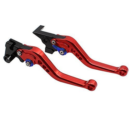 FXCNC Adjustable Brake Clutch levers fit for Banshee 350 2002-2006, Blaster YFS200 2004-2006, Raptor YFM660 2001-2006, YZ125/250 1994-1995,TTR125L/LE/LW 2000-2016, XT660/R/X 2004-2013 - color: Red Lever with Blue Adjuster