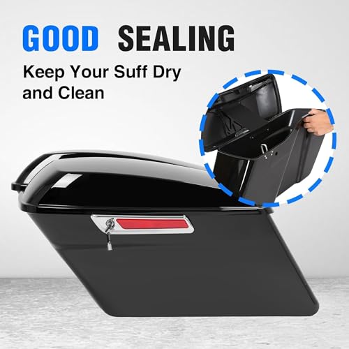 ECOTRIC Hard Saddlebags Trunk W/Latch keys Compatible with 2014-up Harley Touring Road King Electra Glide Street Glide Road Glide Ultra Classic Painted Hard Saddle bags
