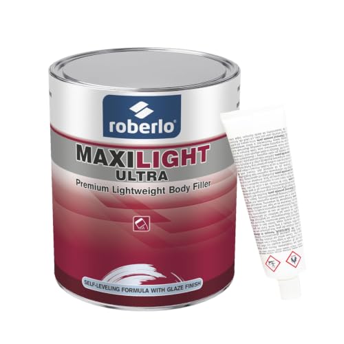 Roberlo Maxilight Ultra Body Filler Kit – Advanced Scratch, Dent & Rust Repair – Lightweight Car Putty for Steel, Aluminum, Fiberglass – Versatile Auto Body Filler for Seamless Finishing - size: 3 Liter (Pack of 1)