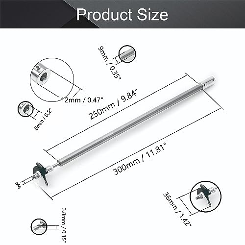 Fielect Drive Shaft w Propeller and Universal Joint for RC Boat, L300mm Shaft, L250mm Sleeve, D36mm Propeller, Fit for 5mm Motor Shaft - color: 5.00mm 30cm 25cm