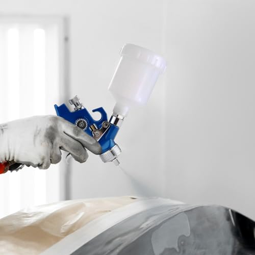 Mini HVLP Air Spray Gun, Touch Up Paint Guns with 0.8/1.0mm Nozzles - color: Blue