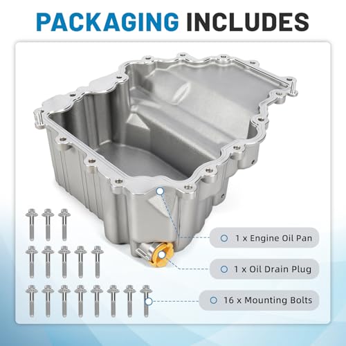 HL3Z-6675-A Aluminum Engine Oil Pan with Bolts Fits for Ford F150 3.5L 2017-2019, for Expedition 2018-2019, for Lincoln Navigator 2018 3.3L 3.5L, Replace HL3Z6675A
