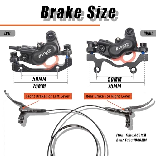 BUCKLOS Zoom 4 Piston Pre-Bled MTB Hydraulic Disc Brake Set - color: Front+Rear