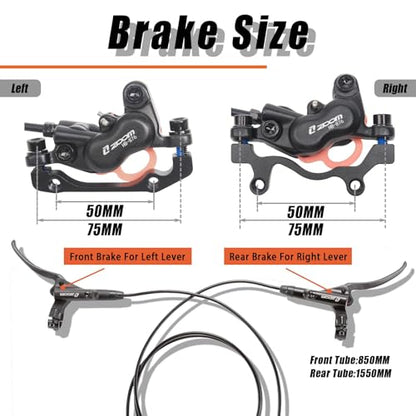 BUCKLOS Zoom 4 Piston Pre-Bled MTB Hydraulic Disc Brake Set - color: Front+Rear