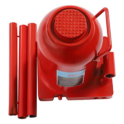 50 Ton (1102,31 lbs) Lifting Automotive Welded Hydraulic Bottle Jack, Hydraulic Stubby Low Profile Welded Bottle Jack for Repair Vehicle, Pickup, Truck, w/Manual Handle, Red, ﻿ - color: 50 Ton