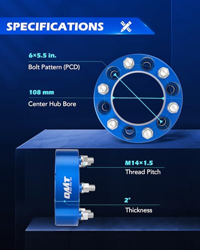 OMT 6x5.5 Wheel Spacers with 108mm Center Hub Bore, Set of 4 - color: Blue, size: 6x5.5"