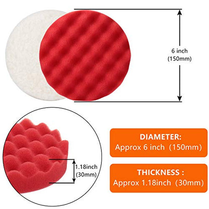 BBTO 12 Pcs 6 Inch Buffing Polishing Pads for Orbital Buffer Car Buffer
