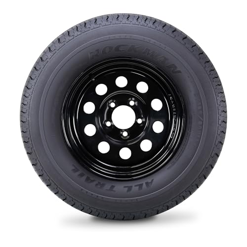 ROCKMAN Trailer Tire Wheel ST185/80R13 8-Ply D 99M 5X4.5" Black Mod Rim,Pk2 - size: ST185/80R13 8PR /5x4.5