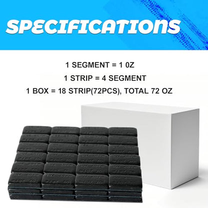 Black Adhesive Stick on Wheel Weights, 1oz Tire Balancing Weights, 72pcs - color: Black