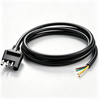 5 ft/1.5m 4-Way Trailer Wiring Harness,18AWG 4-Pin Flat Trailer Wire Extension Connector - size: 5FT