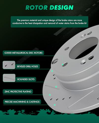 Brake and Rotors Kits,SCITOO 4pcs Brake Rotors & 8pcs Ceramic Brake Pads - size: 31427+D1444 & 31424+D1445 [4+8PCS]