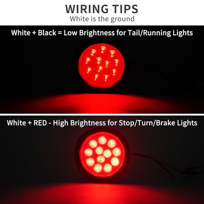 4" Round LED Trailer Tail Lights 3-in-1 - color: 4pcs red