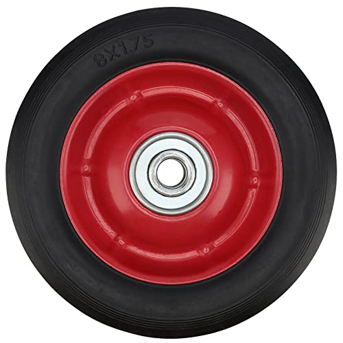 PINGEUI 4 PCS 8 Inch Solid Rubber Tire, Flat Free Solid Rubber Wheels, Hand Truck Replacement Wheels, 1/2-Inch Axle Hole, 220 lbs Max Load-Bearing Capacity