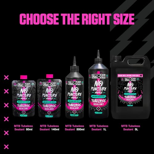 Muc Off No Puncture Hassle Tubeless Sealant, 1 Liter - Advanced Bicycle Tyre Sealant with UV Tracer Dye that Seals Tears and Holes Up to 6mm, Pink - size: 1000ml
