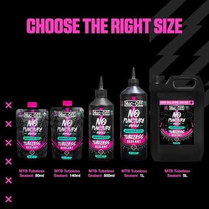 Muc Off No Puncture Hassle Tubeless Sealant, 1 Liter - Advanced Bicycle Tyre Sealant with UV Tracer Dye that Seals Tears and Holes Up to 6mm, Pink - size: 1000ml