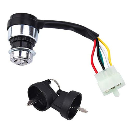 5 Wire Ignition Key Switch with Dust/Waterproof Cover, Stainless Steel Keys