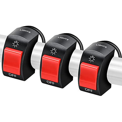 Frienda 3 Pieces Motorcycle Headlight Switch Handlebar Toggle, Red - color: Red